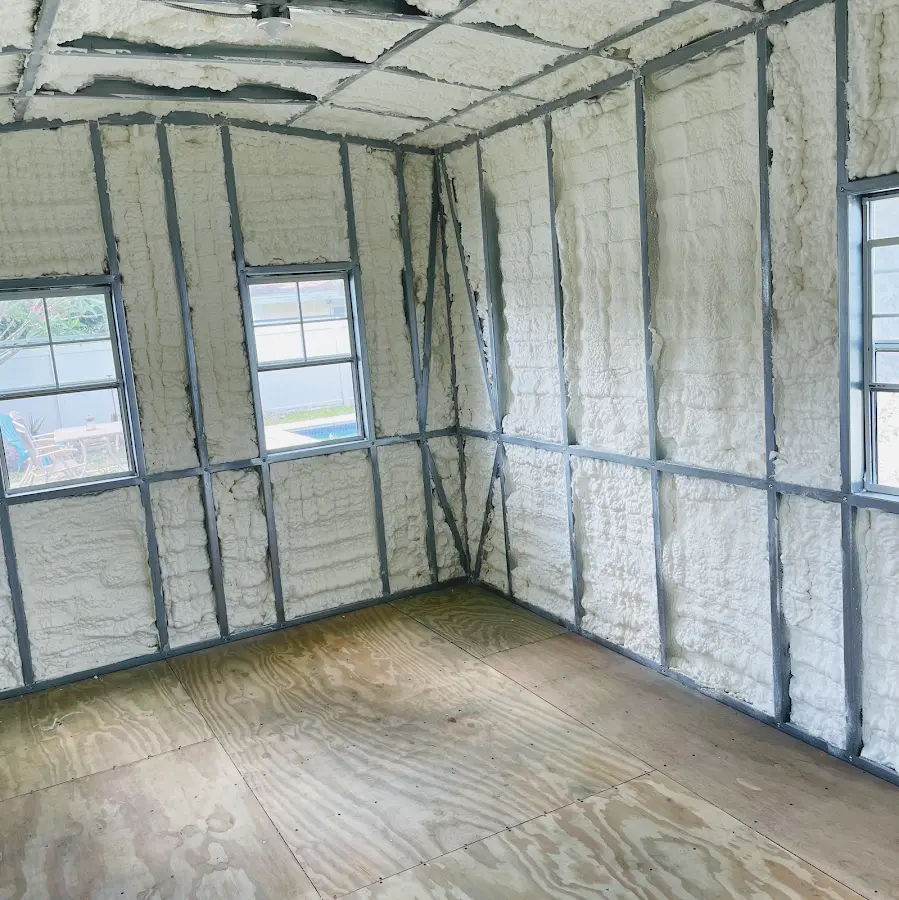 Closed-cell spray foam insulation applied to wall cavities in a residential project in Frostburg